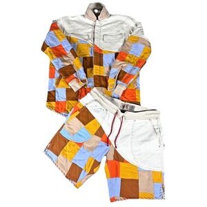 ONE432 Patchwork Jacket Pants Set Handmade Upcycled Streetwear L 36